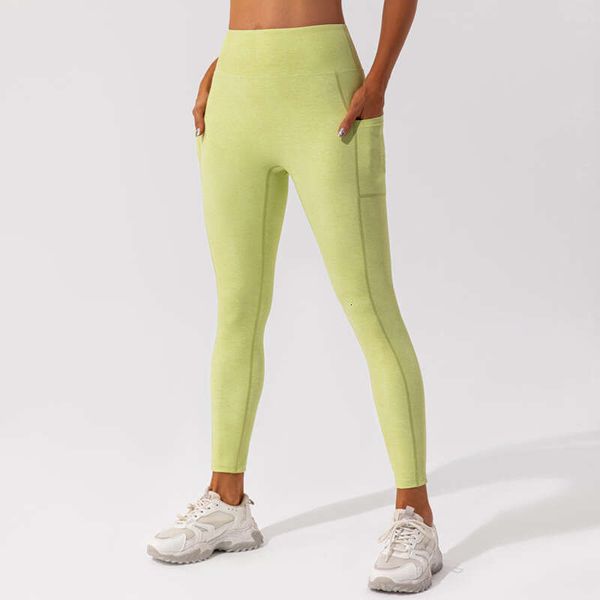 Desnudo Cintura alta Bolsillo Align Prue Pantalones de yoga Tiro alto con bolsillo lateral Levantamiento de cadera Secado rápido Push Up Fitness Leggings Pilates Pantalones para correr para mujer LL-524