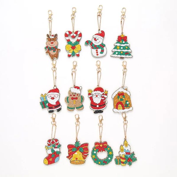 Numéro 12 pièces bricolage 5d diamant peinture suspendus ornements argile assez strass arbre de noël pendentif maison décoration de noël