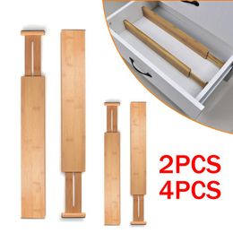 Nummer 2/4PCS Verstelbare bamboe lade Dividers uitbreidbare kastkast Kledingkast Divider Board Slaapkamer Keukenopslagladen