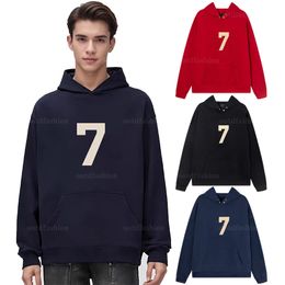 Numéro 7 Flocage Imprimé Sweat À Capuche American Tide Veste À Capuche Couple Modèle Noir Rouge Casual Lâche Rembourré Pull Taille S-XL