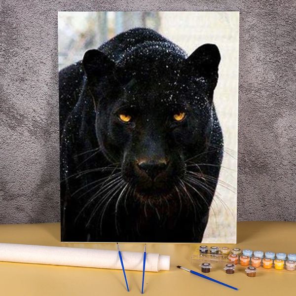 Nombre animal noir panther coloriage by nombres peinture paquet de peintures acryliques 40 * 50 image par nombre peintures photo pour l'art