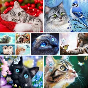Número Color de gato animal por número Pintura Kit completo Pinturas al óleo 40*50 tableros por números Crafts de decoración para el hogar para adultos Arte de pared