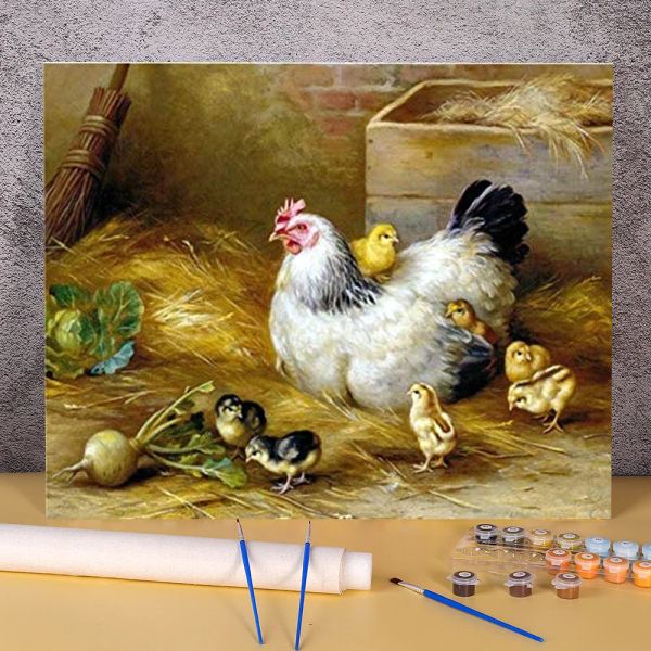 Numéro Animal poulet coloriage par numéros peinture Kit complet peintures acryliques 40*50 peinture sur toile Loft mur photo en gros