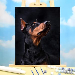 Numéro Animal Dog Doberman Coloring by Numbers Painting Set Acrylic Paints 50 * 70 Canvas Pictures Home Decor Crafts for Adults Art