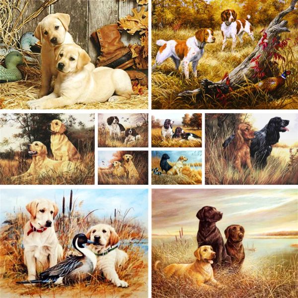 Número Animal Perro Labrador Para colorear por números Conjunto de pintura Pinturas al óleo 50 * 70 Pintura sobre lienzo Nuevo diseño Artesanía para adultos Trabajo manual