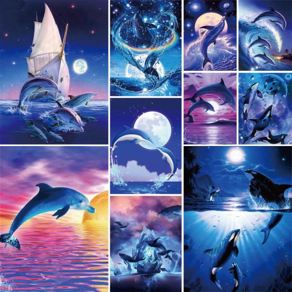 Número Animal Dolphin DIY pintura por números Set pinturas al óleo 50*70 pintura sobre lienzo pinturas decorativas para niños arte de la pared al por mayor