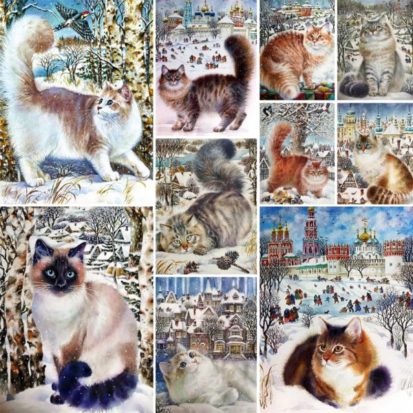 Número Animal gato gordo DIY pintura por números Kit pinturas al óleo 40*50 imagen por números foto pinturas de pared para adultos arte de pared hecho a mano