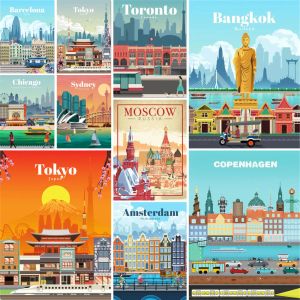 Numéro Cartoon City Coloring by Numbers Painting Set Acrylic Paints 50 * 70 Picture by Numbers Photo Loft Wall Picture For Kids Handdiwork