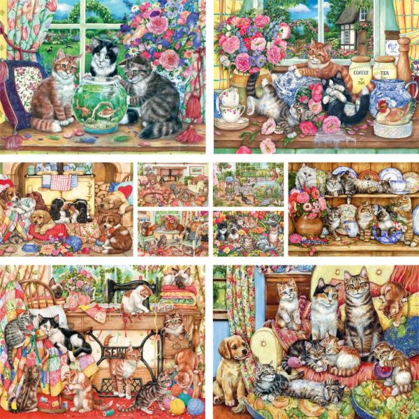 Numéro Cartoon Dog et Cat Paint By Numbers Emballage Paignes d'huile 40 * 50 Paiting by Numbers Decoration Home For Adults Handwork Handicraft