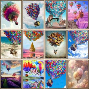 Numéro Chénistory Paint par numéro Hot Air Ballon Scenery Kits For Adults Picture de cadre de bricolage à la main