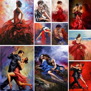 Numéro Dancing Man and Women Coloring by Numbers Painting Set Paints Oil Paints 40 * 50 planches par nombre peintures murales pour adultes pour le dessin