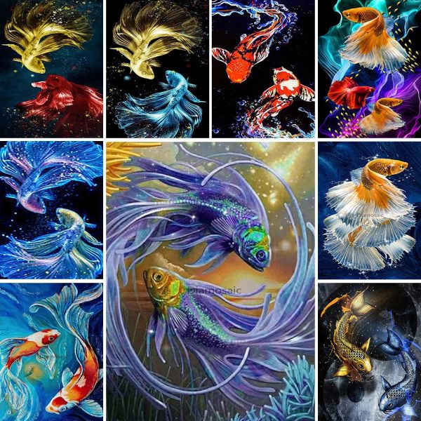 Número de pintura de animales de pescado digital por números Pinturas acrílicas 40*50 Pintura al óleo Decoración del hogar para niños Arte de pared al por mayor