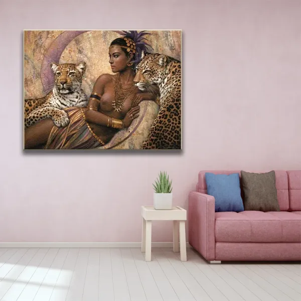 Numéro DIY Golden African Femme Leopard Pain d'huile par numéros Adultes Colorful Paint Mur Art Image pour le salon DÉCOR HOME ROOM