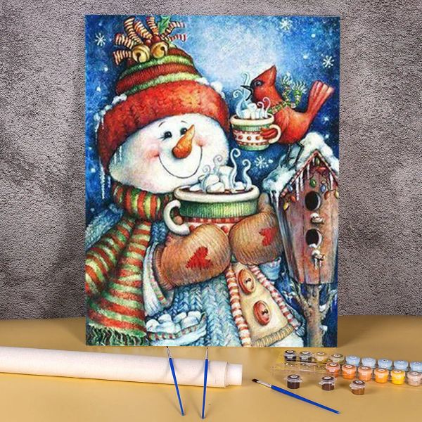 Numéro Paint DIY par nombre Christmas Snowman Tolevas Picture avec numéro Kids Wall Art Acrylique Peinture Home Decor Children Pintura