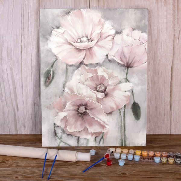 Numéro de fleur fleur rose gris floral nordique peinture de bricolage par numéros kit complet peintures à l'huile 40 * 50 image par nombre photo en gros