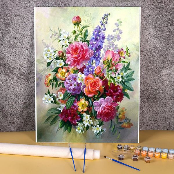 Numéro de vase de fleurs peinture par numéros Kit complet Kit Paignes 50 * 70 Image par numéros Photo Nouveau design pour les adultes Art