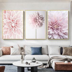 Numéro Gatyztory 3pc / Set Diy Painting by Numbers Numbers Pink Flower Paint By Numbers For Adults Nordic Style Home Wall Art Art Art