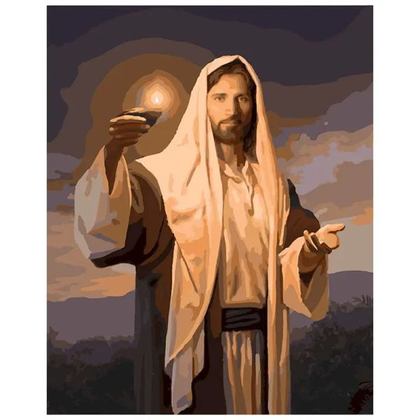 Numéro Jésus Christ Image par numéro Kits de bricolage Peinture acrylique Dessin Figure Toile avec peinture encadrée Coloriage par numéros Décoration