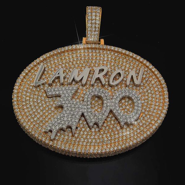 Numéro Lamron 300 Charge Diamond Round Pendant Collier Gold Hip Hop Hop Hop Iced Bling Jewelry for Men's Women