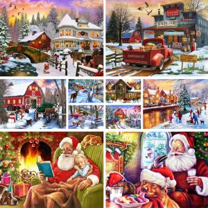 Numéro de paysage de paysage de Noël peinture by by nombres paquet peintures acryliques 50 * 70 peinture à l'huile nouveau design pour l'adulte artisanat pour le dessin