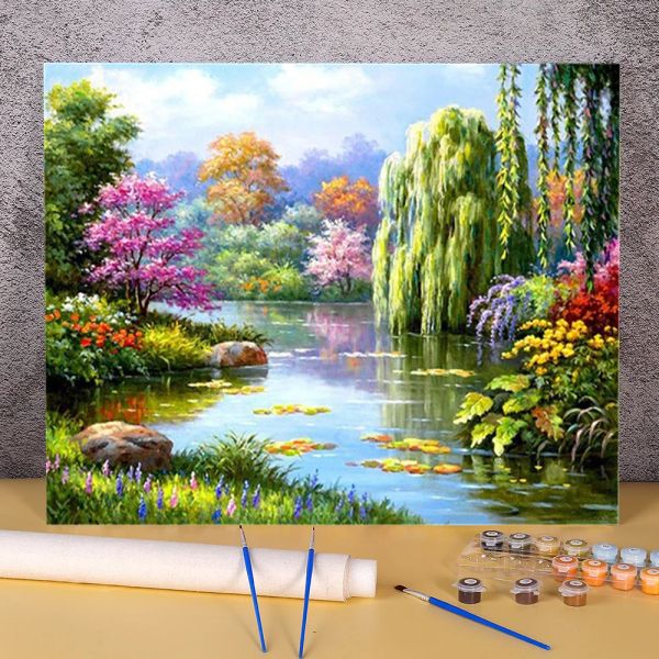 Nombre paysage nature coloriage par nombre peinture ensemble peintures à huile 50 * 70 image par nombre de peintures décoratives photo artisanat art