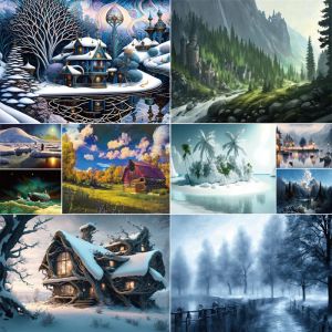 Numéro paysage Nature peinture par numéros 40x50 autocollants affiches Kit d'artisanat pour adultes décor à la maison cadeau pour enfant livraison directe 2023 nouveau