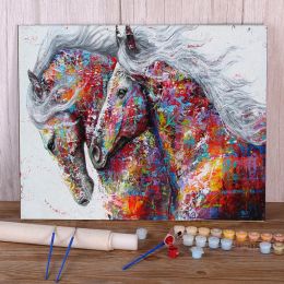 Numéro Peinture à l'huile By Numbers Art Wall Art pour la cuisine Horses colorés Picture modulaire de dessin peinture avec numéro de décoration intérieure