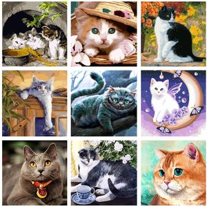 Aantal schilderijen op getallen met katten 40x50cm doe -het -zelf acrylverf op canvas handgeschilderde olieverfafbeeldingen door nummer dierenkits kunst