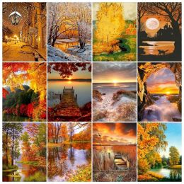 Numéro photo personnalisé paysage d'automne peinture par numéros paysage bricolage 40x50 cm peinture à l'huile par numéros sur toile cadre peinture à la main numérique