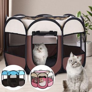 Tente pliante portative pour animaux de compagnie, maison pour chien, cage octogonale pour tente de chat, parc pour chiot, chenil, opération facile, clôture d'extérieur pour grands chiens