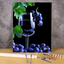 Numéro Coloriage de verre à vin rouge par numéros peintures peintures à l'huile 40 * 50 image par nombre photo loft wall image pour grosse