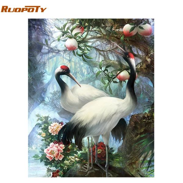 Numéro Ruopoty Cadre couronnée Crane DIY PEINTURE PAR NUMÉROS Kit Animaux Calligraphie Paint