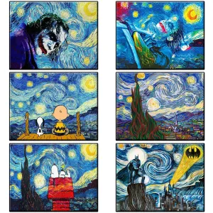 Numéro ciel étoilé salon décoration Joker peintures à l'huile sur toile paysage abstrait photos par numéros 40*50 cadeau personnalisé