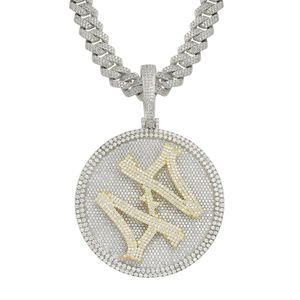 Numbers 44 Big Round Rotatable Hanger Ketting Micro Pave Zirkoon Iced Out Out Mens Ketting Mode Hip Hop Sieraden X0509