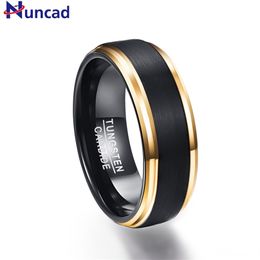 Nuncad classique noir hommes anneaux 100% pur tungstène or-couleur mariage bague de fiançailles 211217