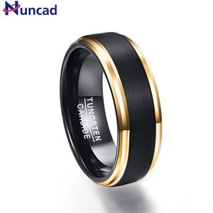 Nuncad Classic Black Men Rings 100% Pure Tungsten Gold-Color Wedding Engagement Ring 211217