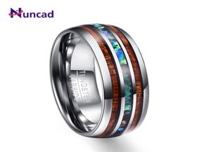 Nuncad US Taille 8 mm Hawaiian Koa Wood and Abalone Shell Tungsten Carbide Bands de mariage pour hommes Comfort Fit 514 2107013200703