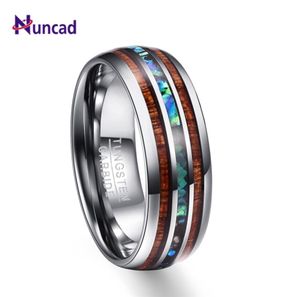 NUNCAD US MAAT 8MM HAWAIIAN KOA WOOD EN ABALONE SHELL Tungsten Carbide Rings trouwringen voor mannen Comfort Fit 514 2107018672575