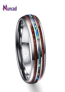 Nuncad US Taille 8 mm Hawaiian Koa Wood and Abalone Shell Tungsten Carbure Bands de mariage pour hommes Comfort Fit 514 2107011885806