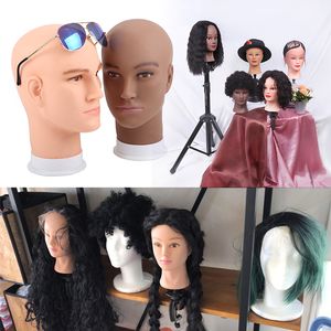 Nunify Doll Head beige mannequin têtes Men Big 21nch Wig Head pour faire des perruques Brown Dark Brown Realist Manneuqin Head Manikin