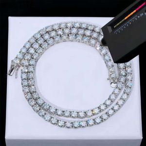 Nuoya Fine Jewelry Classic 925 Sterling Silver 1 Rij tennisketen 3/4/5 mm Moissanite Diamond Men ketting