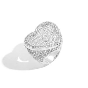 Nuoya Fine Jewelry Style Hip Hop Sterling Sier avec un cadeau de conception de bague de coeur monissanite glacé