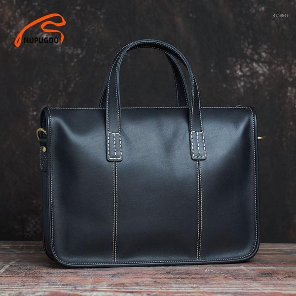 NUPUGOO, maletín de negocios para hombre, bolso informal de cuero genuino, bolso de hombro Original de alta calidad para ordenador portátil de 14 pulgadas, bolso de oficina 1