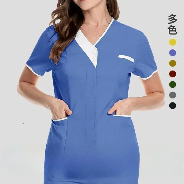 Accesorios de enfermería Beauty Beauty Salon Fashion Fit Slim Tops Laboratorio de verano Everly Clothing Women Uniforme 240418