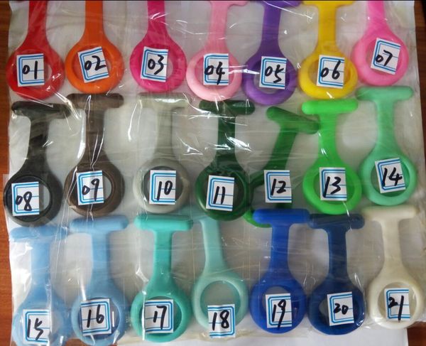 Montre médicale d'infirmière en Silicone, montres de poche à Clip, mode infirmière broche Fob tunique couverture docteur montre à Quartz en silicone NW025