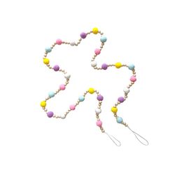 Décor de pépinière arc-en-ciel pompon perle créative chaîne de chanvre perles enfants décor à la maison naturel en bois perlé ornements suspendus 1603 B3