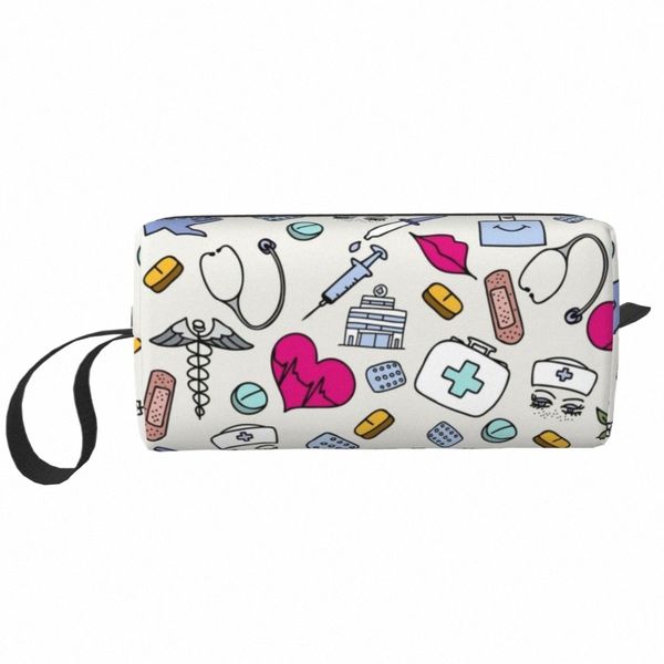 Modèle d'infirmière Sac de maquillage infirmière Femmes de voyage Organisateur cosmétique mignon Sags de toilette de rangement de soins de santé Dopp Kit Box F9WQ #