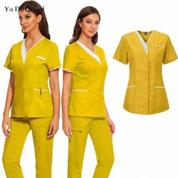 Blouses de soins infirmiers Femmes Tops médicaux à manches courtes Chirurgical Pet Shop Beauté Sal Uniforme de travail Blouse Costume Chemises S0HK #