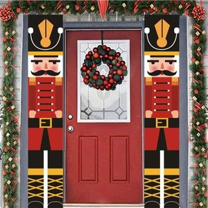 Casse-Noisette Soldat Bannière Porche De Noël Porte Décor Joyeux Décorations Pour La Maison De Noël Ornements Kerst Decoratie Y201020