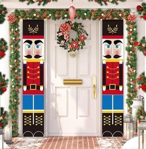 Nutcracker Soldier Christmas Banner Decor voor huisvakantie Merry Door Happy Year Y2010202238639